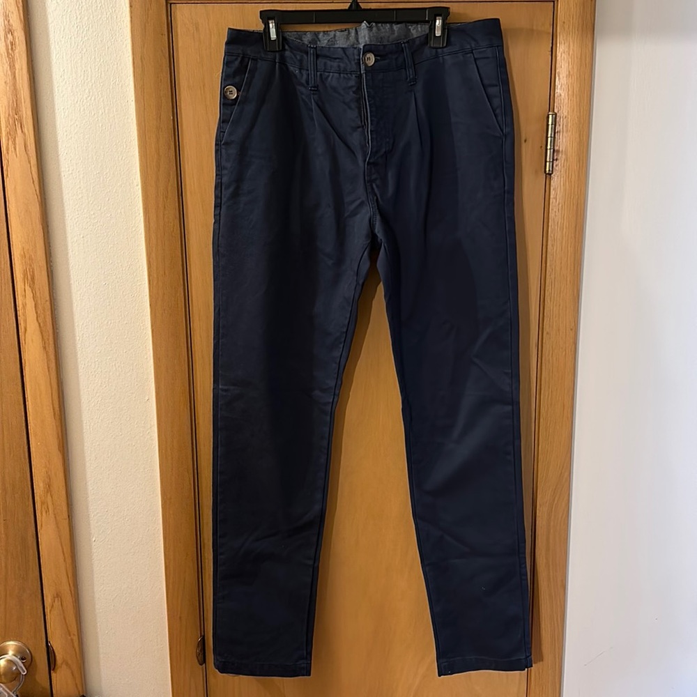 Minimum Men’s Dillon Chino Pants Button Fly Navy Blue Size 32 x 34